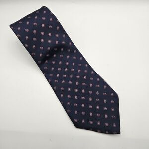 VTG Yves Saint Laurent Neckwear Navy Paisley 100% Silk Tie Luxury 59.25"x3.5"